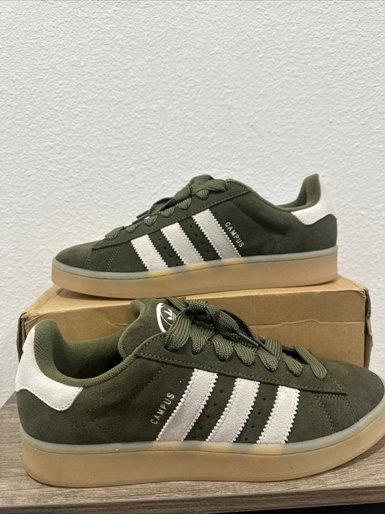 adidas Other - adidas Campus Olive Green Suede Sneakers with White Stripes